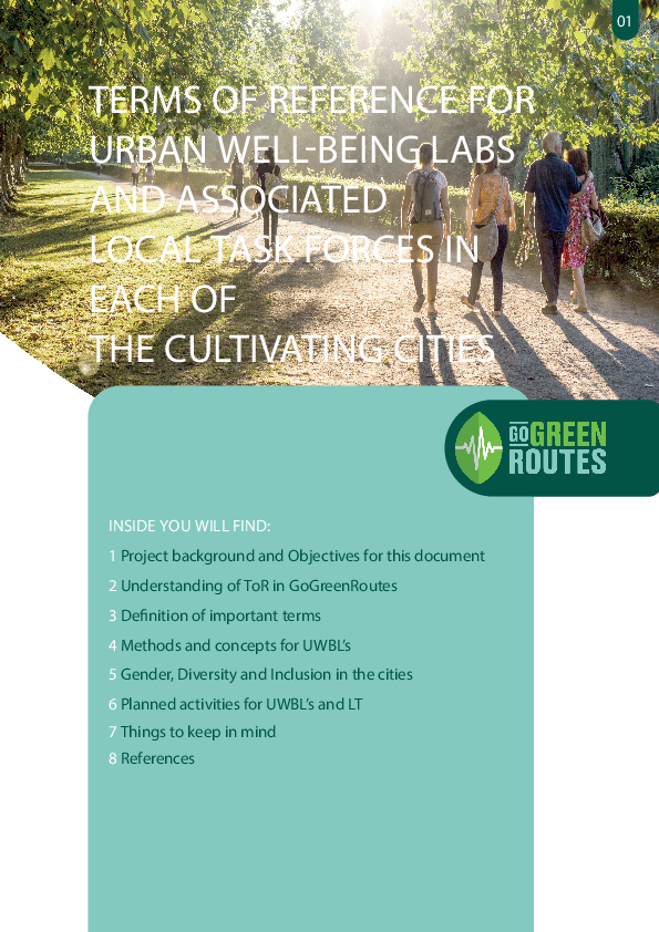 Terms of Reference for Urban Well-being Labs and associated local task forces in each of the cultivating cities