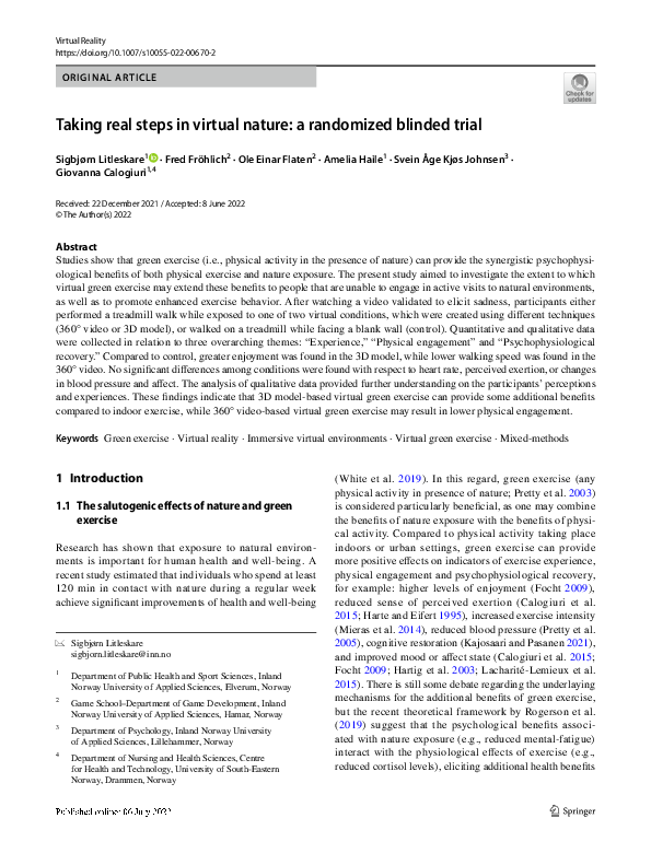 Taking real steps in virtual nature: a randomized blinded trial